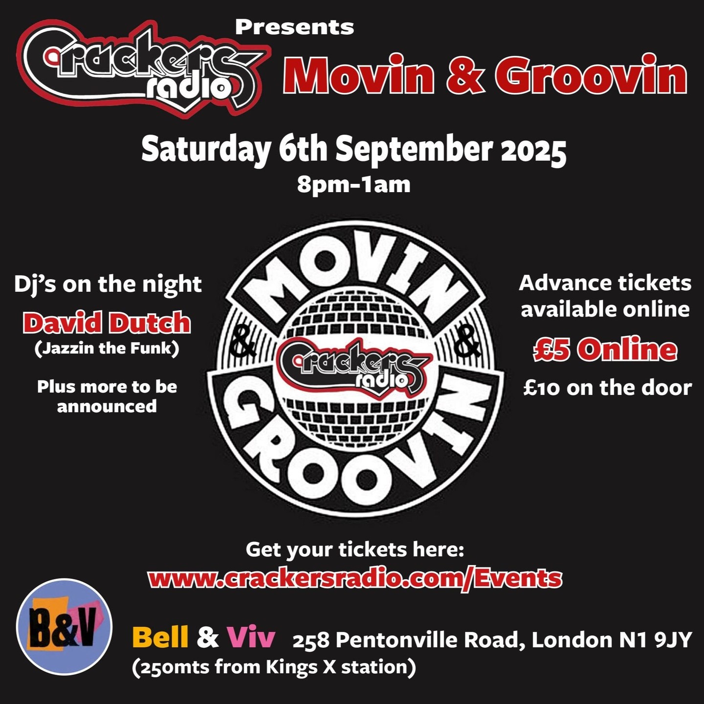 LAST FEW DAYS FOR £5 TICKETS !!
Early Bird tickets have almost sold out, After Sunday 31st August only full price £10 tickets will be available.
DON'T MISS OUT !
https://fienta.com/movin-groovin